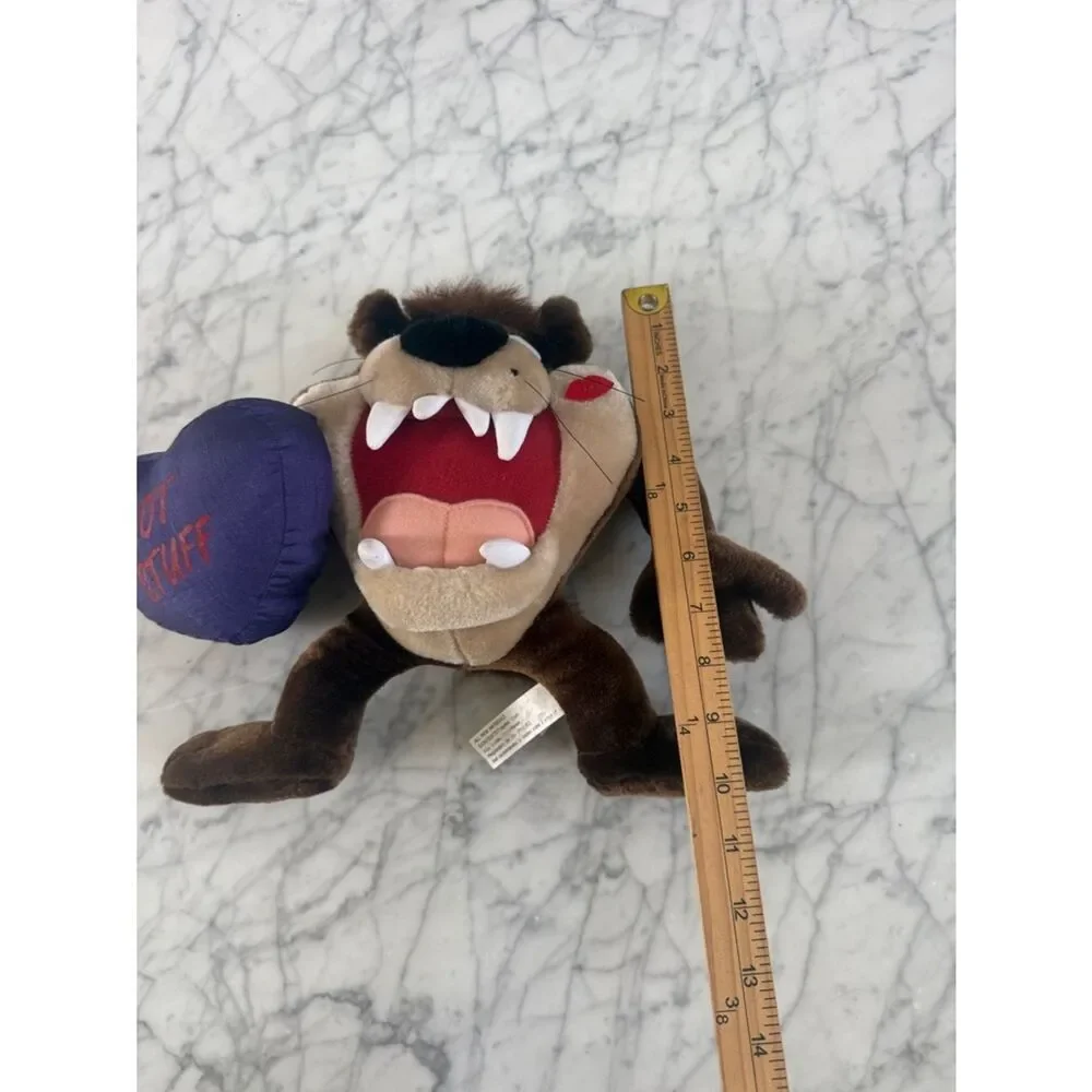 NWT 1990s Tasmanian Devil Looney Tunes Plush Purple 'Hot Stuff' Heart